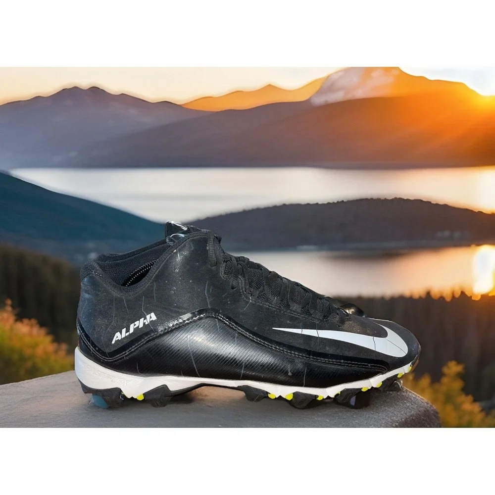 Nike Alpha‎ Football Cleats Men 12 Black Fast Flex Shark 719952-002 Sports Grip
